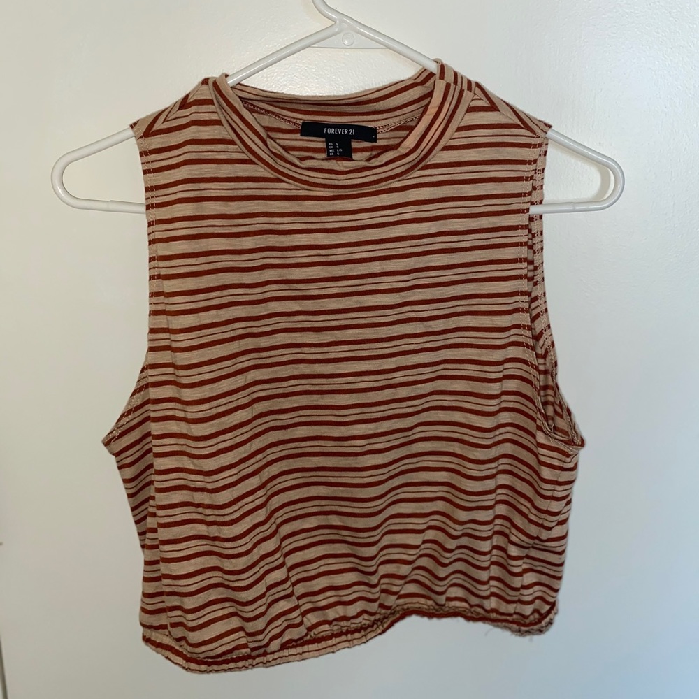 Forever 21 Burgundy and Yellow Crop Top